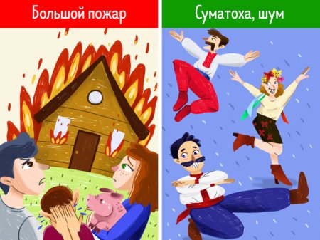 Дом коромыслом рисунок к фразеологизму