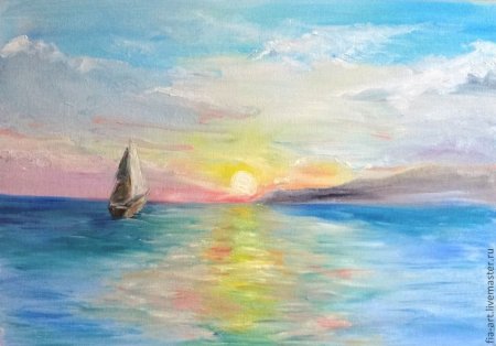 Морской пейзаж гуашью