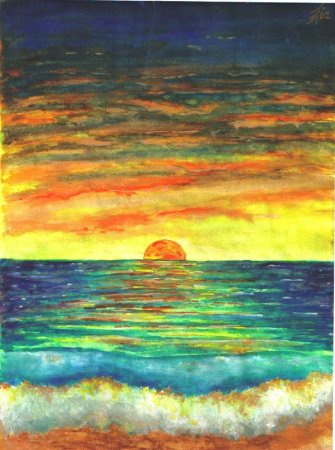 Рисование с детьми закат на море
