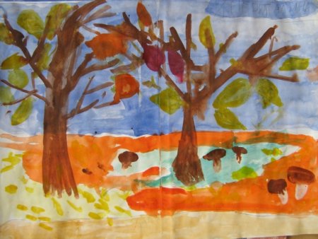 Осенняя рисование в детский саду