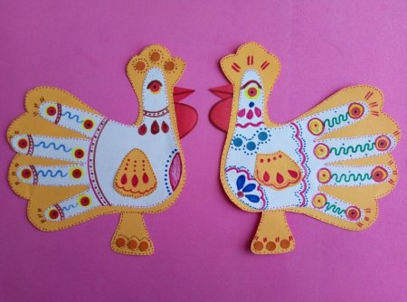 Дымковский петушок из ладошки