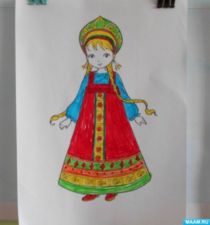 Рисование русского народного костюма