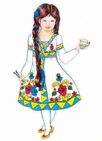 Раскраска Россиночка Городецкая роспись