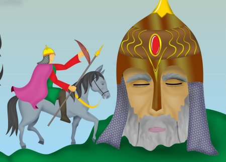 Рисунок на тему поединок Руслана с головой