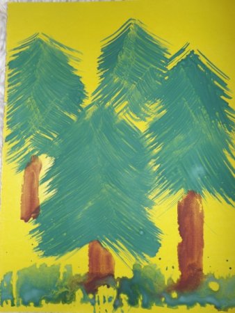 Рисование зубной щеткой зима