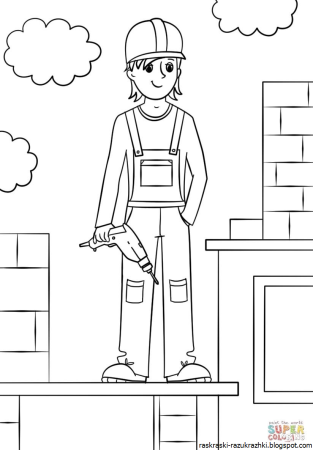 Профессия Строитель раскраска для детей