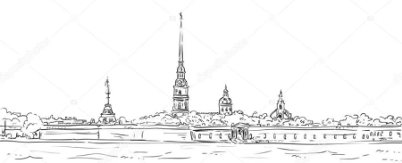 Шпиль Петропавловской крепости вектор
