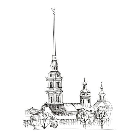 Санкт-Петербург Петропавловская крепость вектор