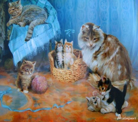 Картина кошка с котятами