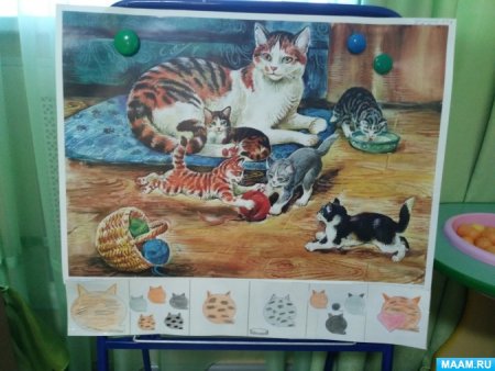 Кошка с котятами для детского сада