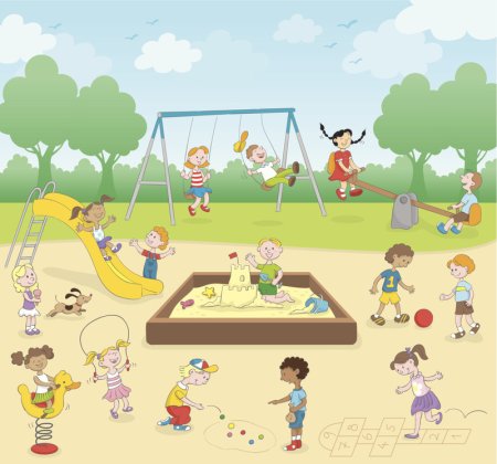 Мультяшные дети на детской площадке