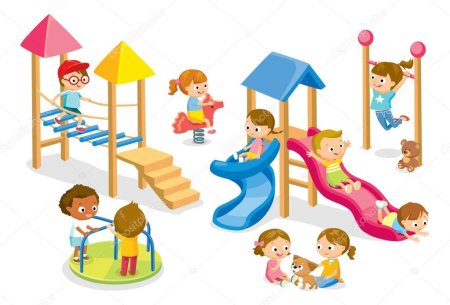 Мультяшные дети на детской площадке
