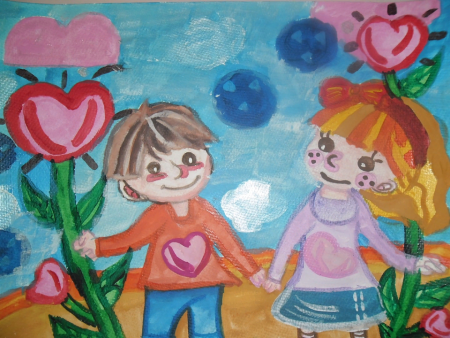Детский рисунок я и Мои друзья