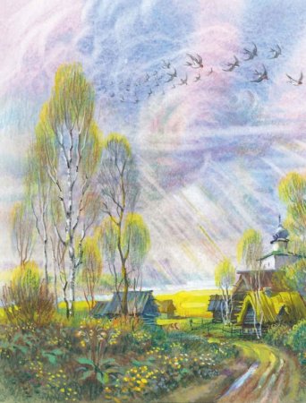 Рисование весеннего пейзажа