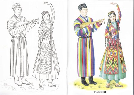Раскраска азербайджанский национальный костюм