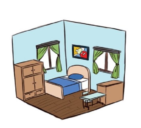 Рисование комнаты с мебелью