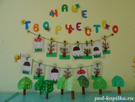 Рисунки на прищепках в детском саду