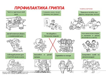 Раскраски профилактика гриппа и ОРВИ для детей