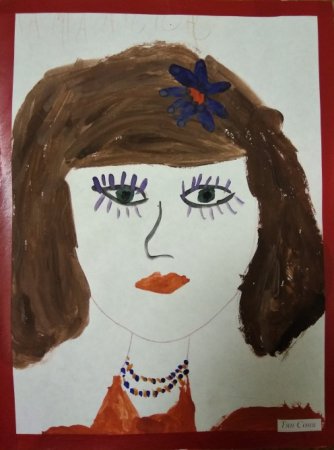 Портрет мамы с букетом