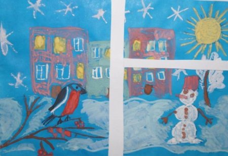 Рисование зима в городе старшая группа