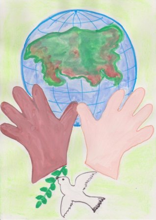 Мир в руках рисунок