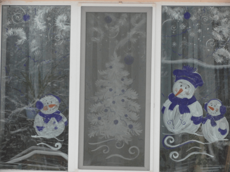 Украшение окон в ДОУ К новому году