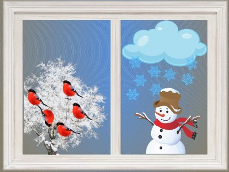 Рисунки на окнах зимой