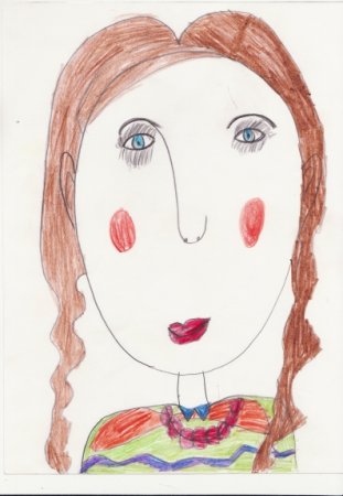 Портрет мамы детский рисунок карандашом