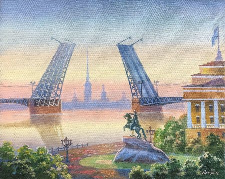 Санкт-Петербург акварель Дворцовый мост