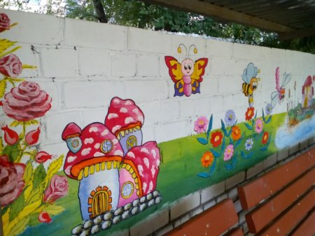 Разрисовать беседку в детском саду