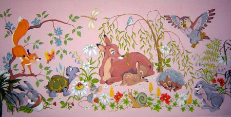 Роспись стен в детском саду сказки