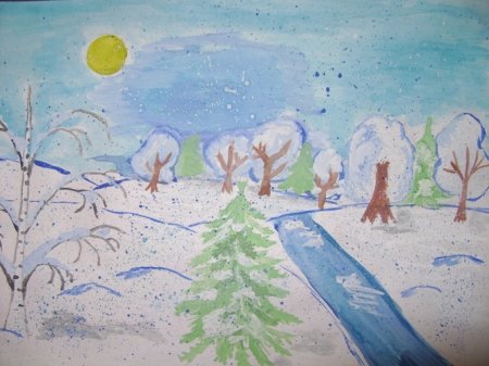Рисунок на тему зимний день