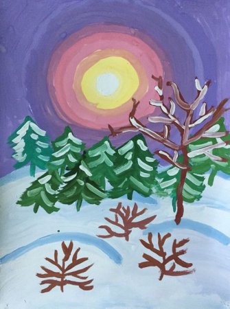 Зимний день рисунок