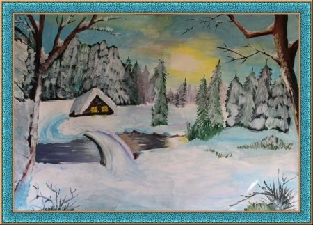 Зимнее утро рисунок