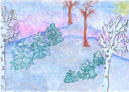 Зимнее утро рисунок