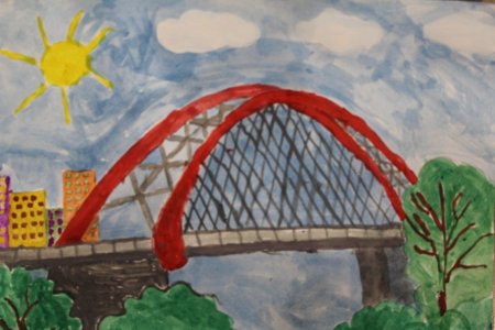 Бугринский мост Новосибирск рисунок