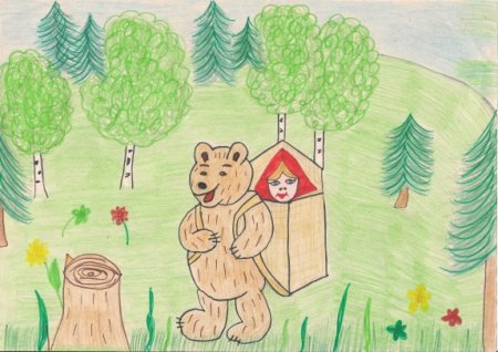 Нарисовать сказку Маша и медведь