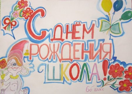 С днём рождения школа рисунок