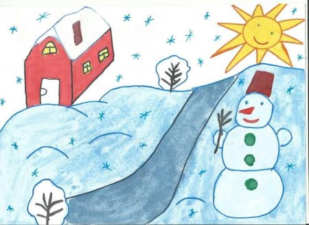 Детские рисунки зима