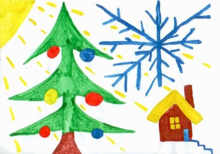 Зимние рисунки с детьми 3-4 лет