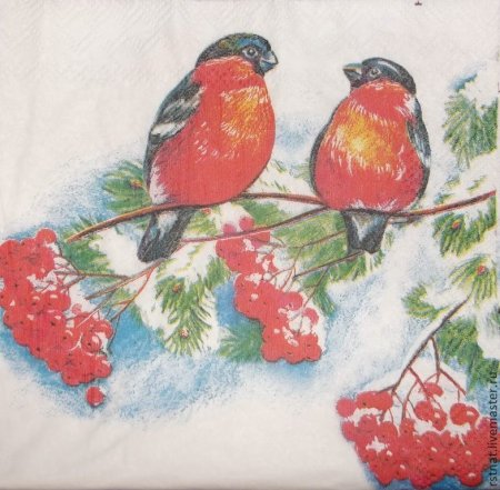 Снегирь на ветке рябины