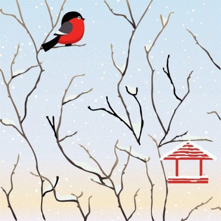 Зимнее дерево с кормушкой