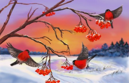 Зимний пейзаж рисунок