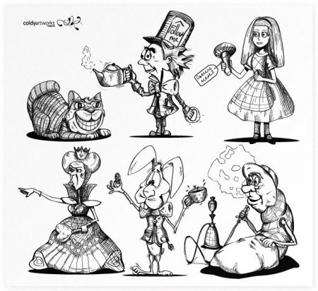 Персонажи Алисы в стране чудес рисунки
