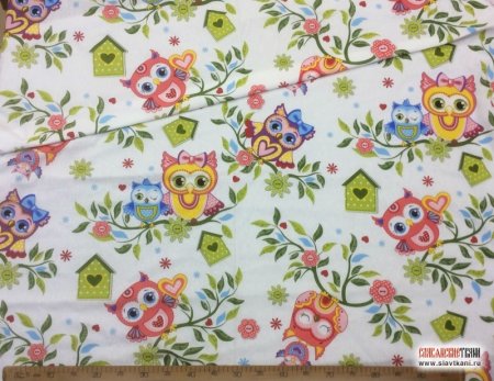 Ткань бязь с совушками