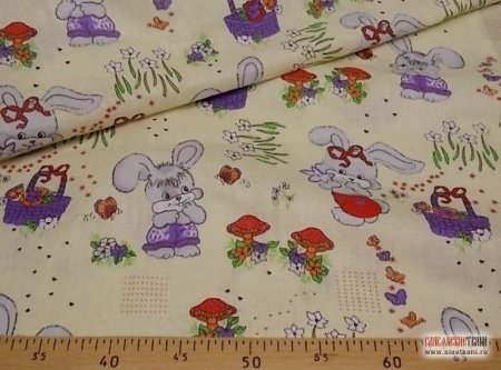 Ткань детская зайчики