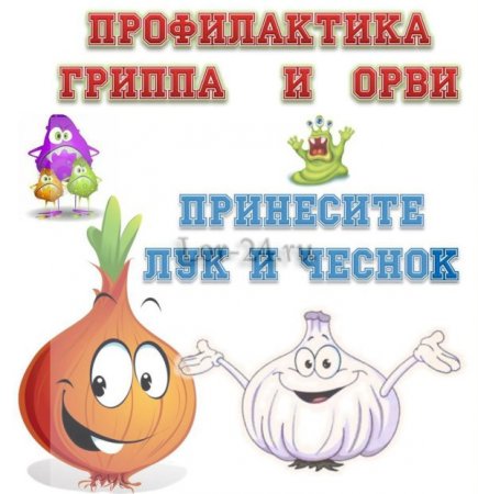 Лук и чеснок для профилактики гриппа в детском саду