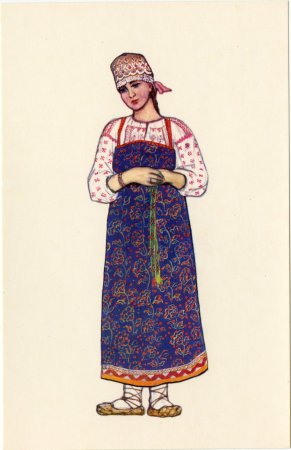 Крестьянка в народном костюме в полный рост