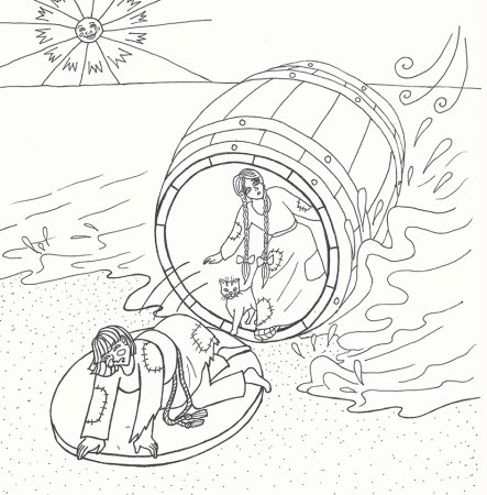 Иллюстрация бочка по морю плывет