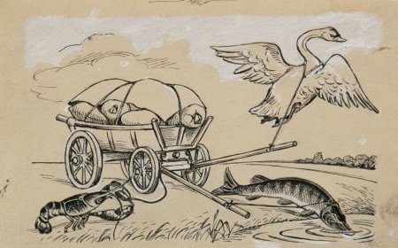 Лебедь, щука и рак. Басни